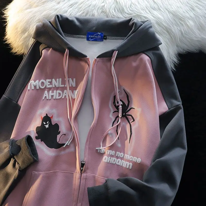 American street devil spider print hooded sweatshirt for men and women trendy brand loose couple versatile cardigan jacket
American street devil spider print hooded sweatshirt for men and women trendy brand loose couple versatile cardigan jacket