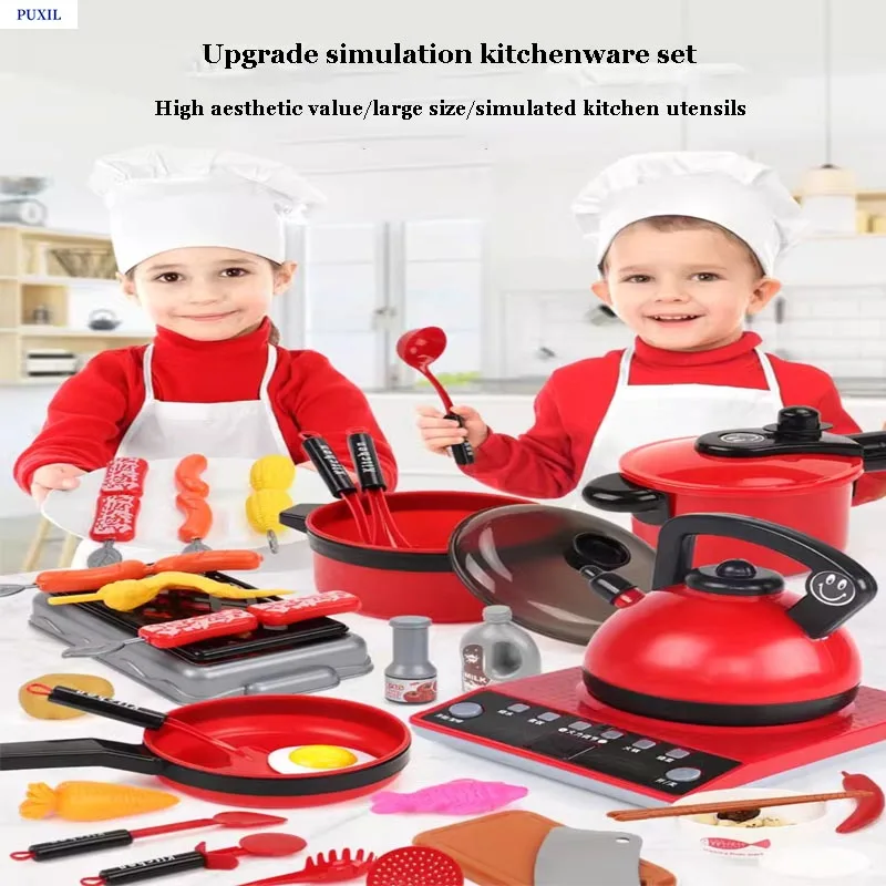 

Kitchen Toys Set For Kids Girl Cooking Baby Cutting Fruit Cooking Kitchen Utensils Children's Simulation Education Pretend Play