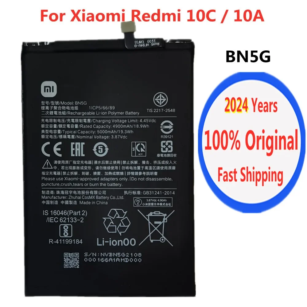 

2024 Years Xiao Mi Original Replacement Battery BN5G For XiaoMi Redmi 10A Redmi 10C Phone Battery Bateria 5000mAh Fast Deliver