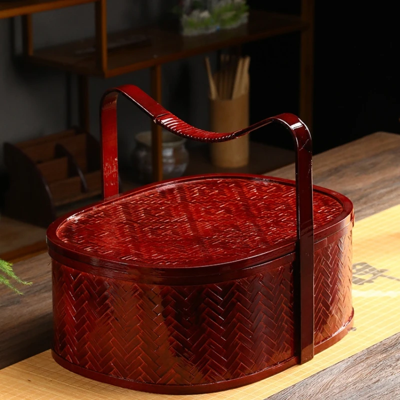 Bamboo woven basket, handmade retro food box, multi-layer delivery fruit storage basket, picnic
Bamboo woven basket, handmade retro food box, multi-layer delivery fruit storage basket, picnic