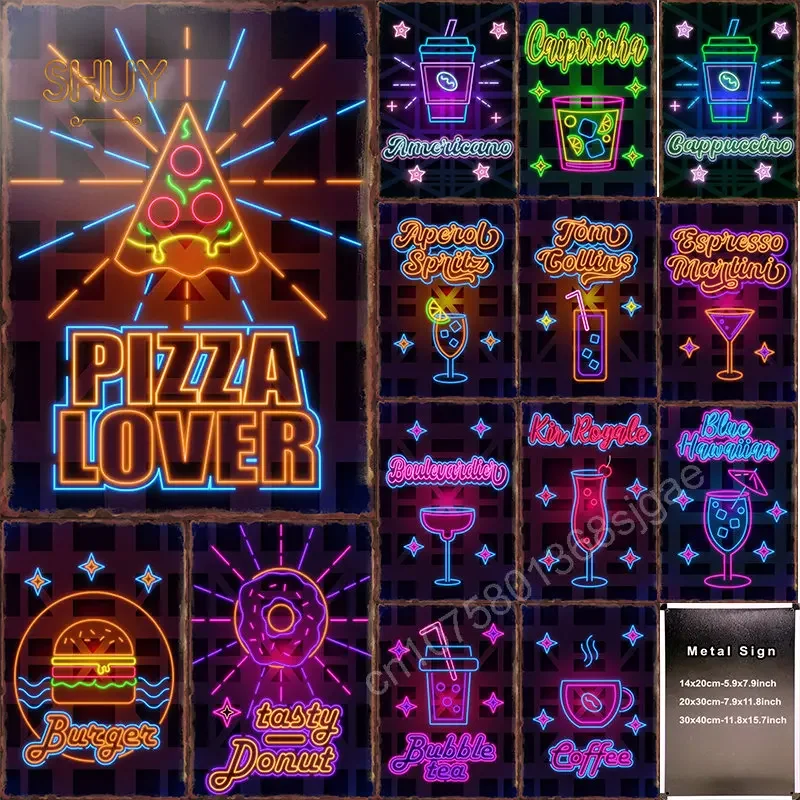 Foods and Drinks Neon Matle Tin Sign Vintage Custom Posters for Pub Club Bar Wall Decor Home Decoration Panting Pictures Plaques
Foods and Drinks Neon Matle Tin Sign Vintage Custom Posters for Pub Club Bar Wall Decor Home Decoration Panting Pictures Plaques