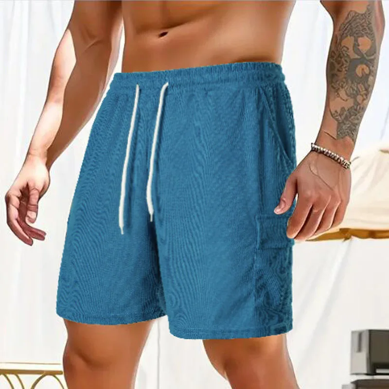 Men's Shorts Drawstring Elastic Waist Short Pants Summer Casual Solid Mid Waist Multi Pockets Shorts Men Streetwear Blue Shorts
Men's Shorts Drawstring Elastic Waist Short Pants Summer Casual Solid Mid Waist Multi Pockets Shorts Men Streetwear Blue Shorts