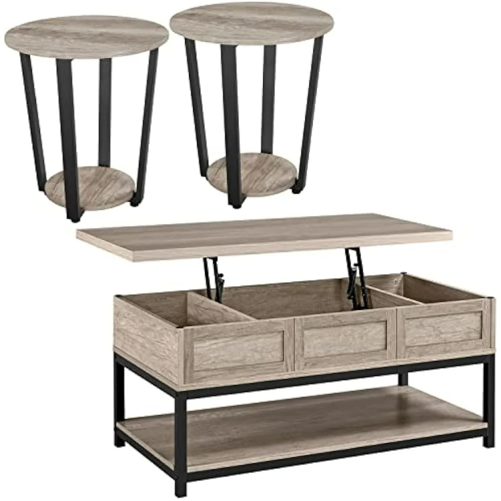 Coffee Table Set of 3, Industrial Wooden Lift Top Coffee Table with Hidden Compartment and Bottom OpenShelf 2pcs End Side Tables
Coffee Table Set of 3, Industrial Wooden Lift Top Coffee Table with Hidden Compartment and Bottom OpenShelf 2pcs End Side Tables