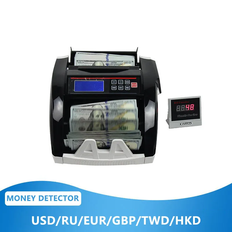 

Money Counter Bill Cash Coin Banknote Currency Counting Machine UV/MG Fake Money Multiple Currencies Detection 220V/110V 1pc