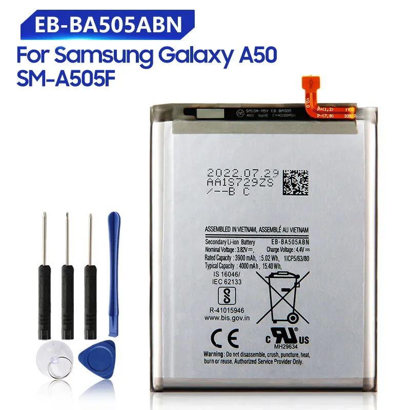 

Replacement Battery EB-BA505ABU EB-BA505ABN For Samsung Galaxy A50 A505F SM-A505F A30s A30 A20 SM-A205FN 4000mAh