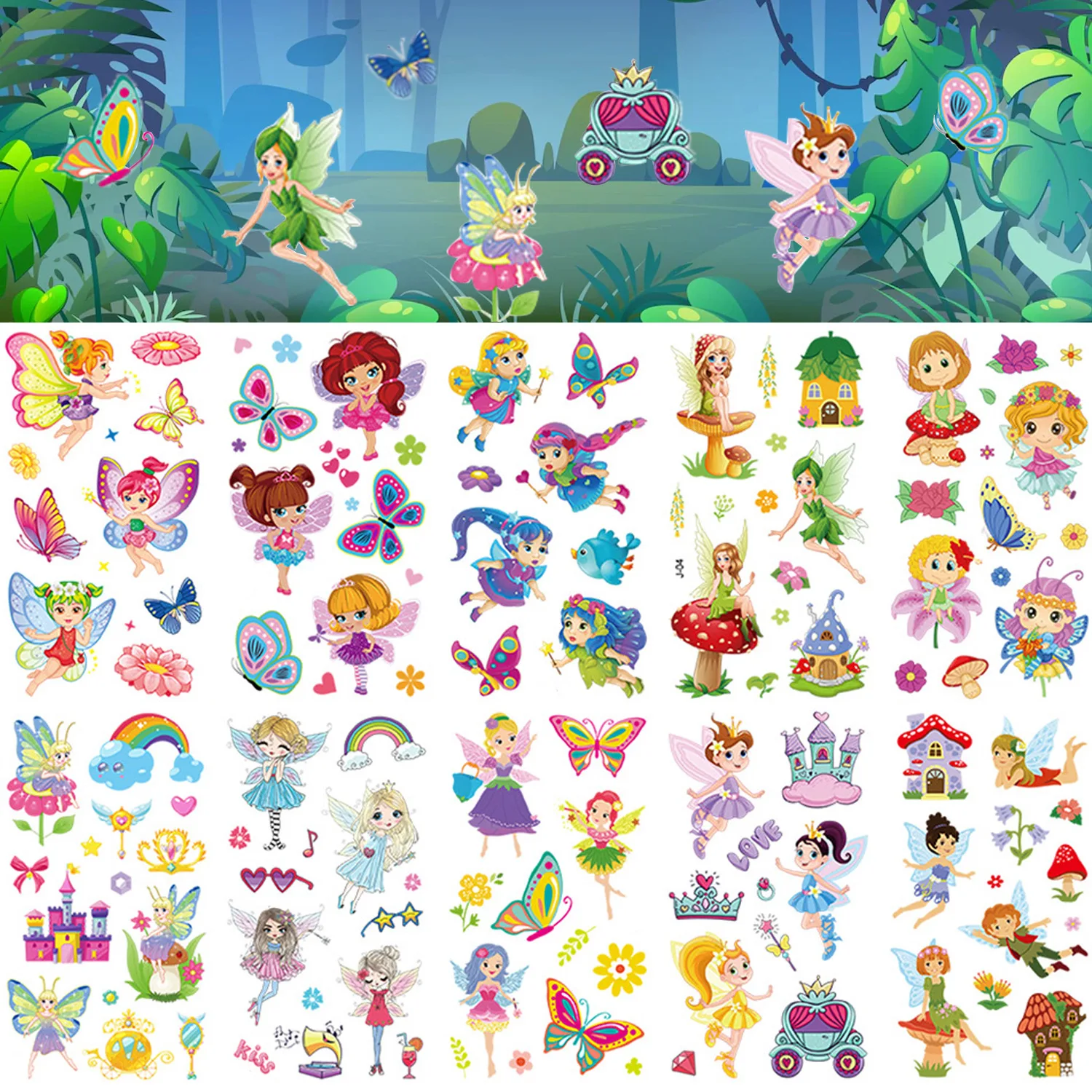 10 Sheets/Set Flower Fairy Temporary Tattoo Stickers Giraffe Elephant Rabbit Baby Shower Kids Gift Body Makeup Sticker Tattoos
10 Sheets/Set Flower Fairy Temporary Tattoo Stickers Giraffe Elephant Rabbit Baby Shower Kids Gift Body Makeup Sticker Tattoos
