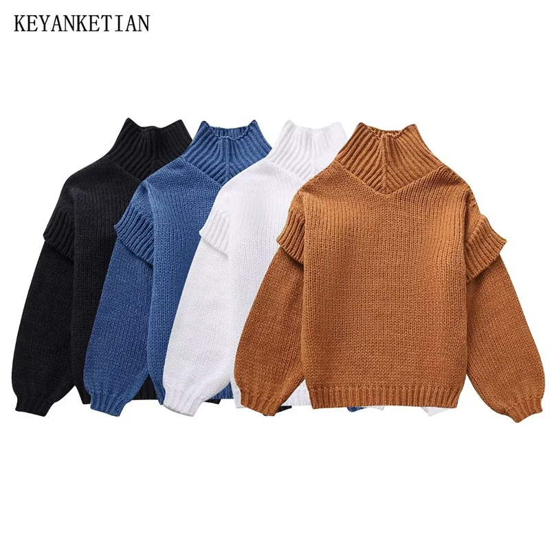 KEYANKETIAN Autumn/Winter New Women's sleeve Cascading Decoration High Neck Sweater Pullover Stylish Solid Padded Knitwear Top
KEYANKETIAN Autumn/Winter New Women's sleeve Cascading Decoration High Neck Sweater Pullover Stylish Solid Padded Knitwear Top