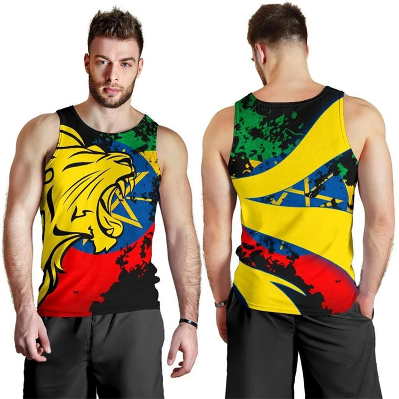 

Ethiopia Map Flag 3D Print Tank Top For Men Africa County Vest Dashiki Boy Waistcoat Fashion Sport National Emblem Jersey Tops