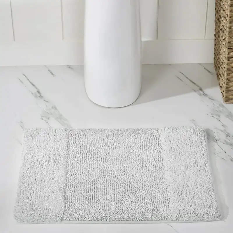 

White 100% Cotton 2 Piece Bath Rug Set, 17" x 24" | 20" x 20"