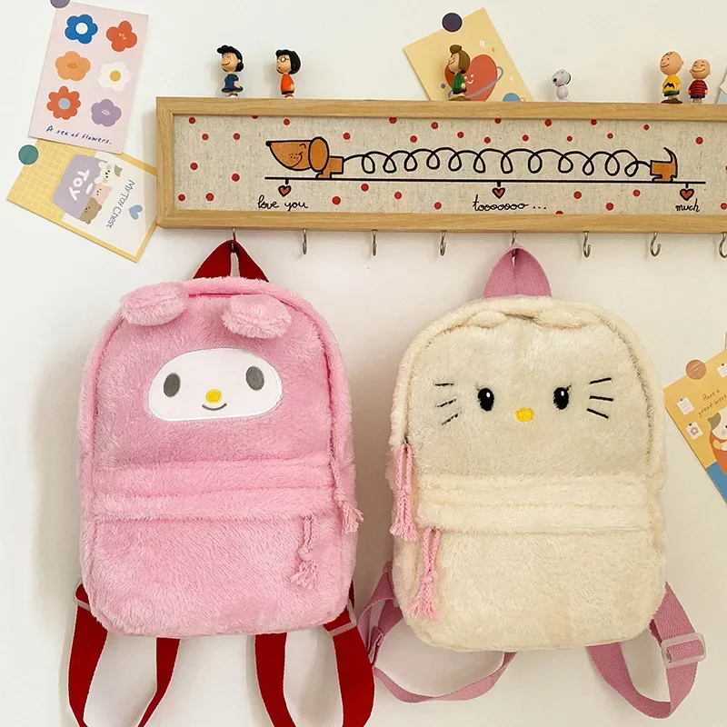 

MINISO Plush Cartoon Kuromi Backpack Cute Kuromi Children's Backpack Cinnamon Dog Melody Bag Birthday Gift for Girls