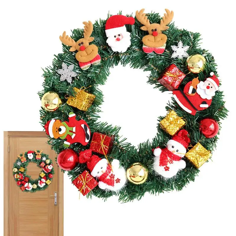 

40cm Snowman Wreaths Christmas Wreath Santa Claus Snowman Outdoor Garland Xmas Festive For Wall Window Door Hanging Decoration