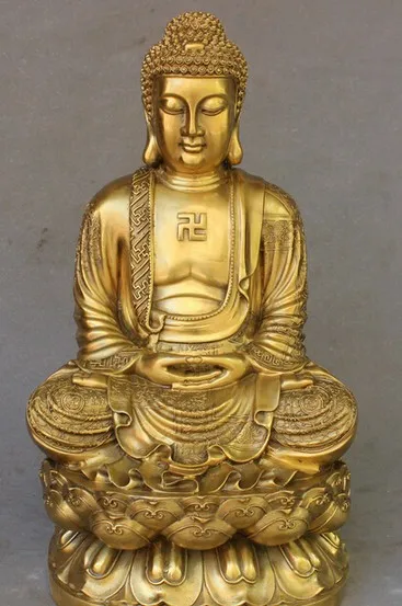 19" Chinese Buddhism Brass Buddha Shakyamuni Sakyamuni Lotus Bronze Seat Statue
19" Chinese Buddhism Brass Buddha Shakyamuni Sakyamuni Lotus Bronze Seat Statue