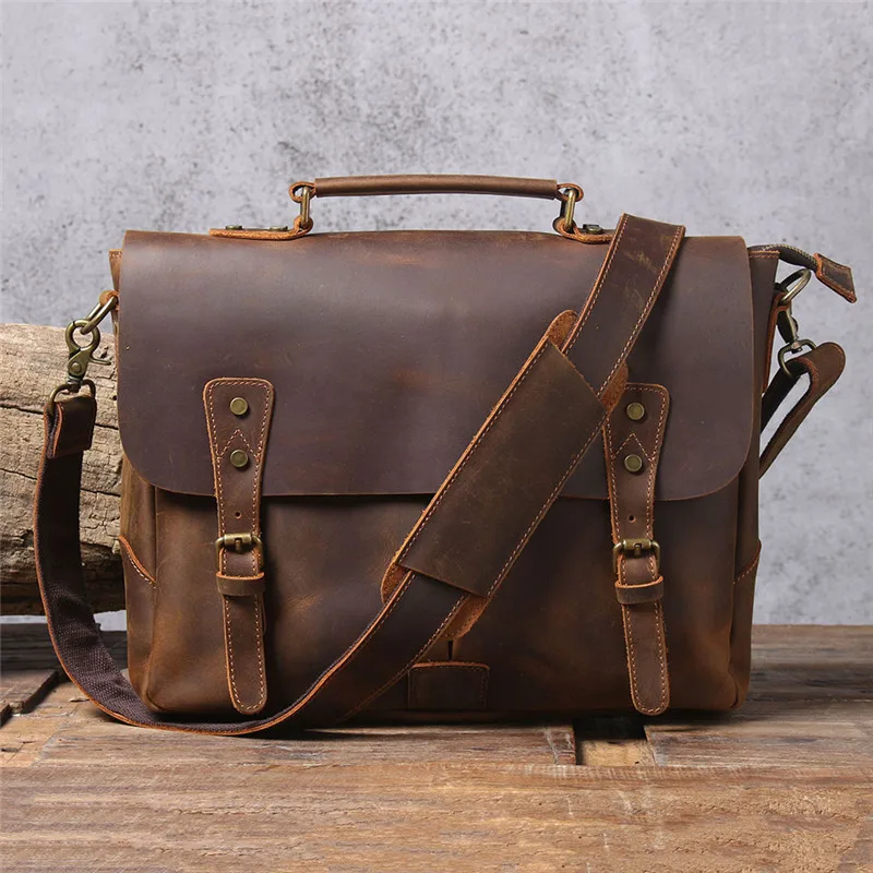 Natural genuine leather men's briefcase vintage crazy horse cowhide handbag handmade fashion work laptop shoulder messenger bags
Natural genuine leather men's briefcase vintage crazy horse cowhide handbag handmade fashion work laptop shoulder messenger bags