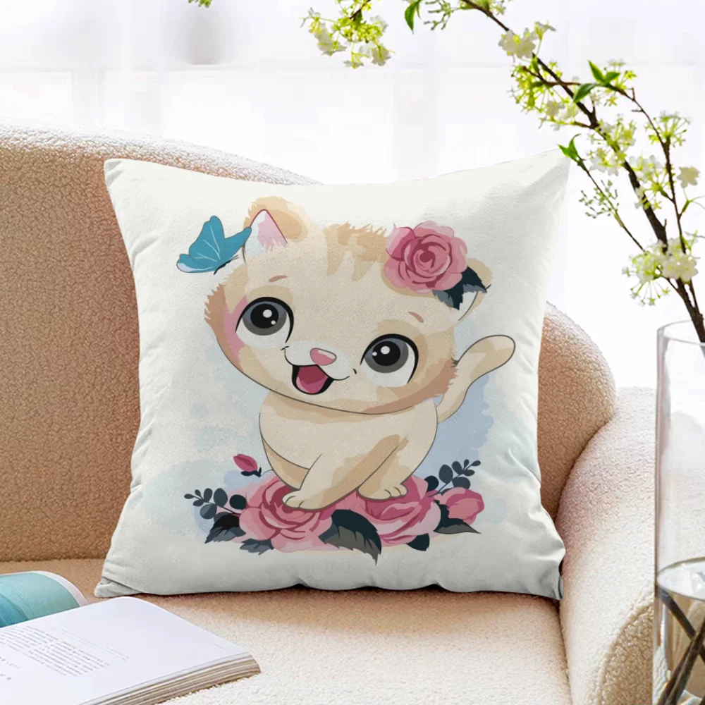 

Cute Dog Panda Decorative Pillowcase for Pillow Cover Cushions Sofa Cushion Duplex Printing Pillowcases 40x40 Short Plush Covers