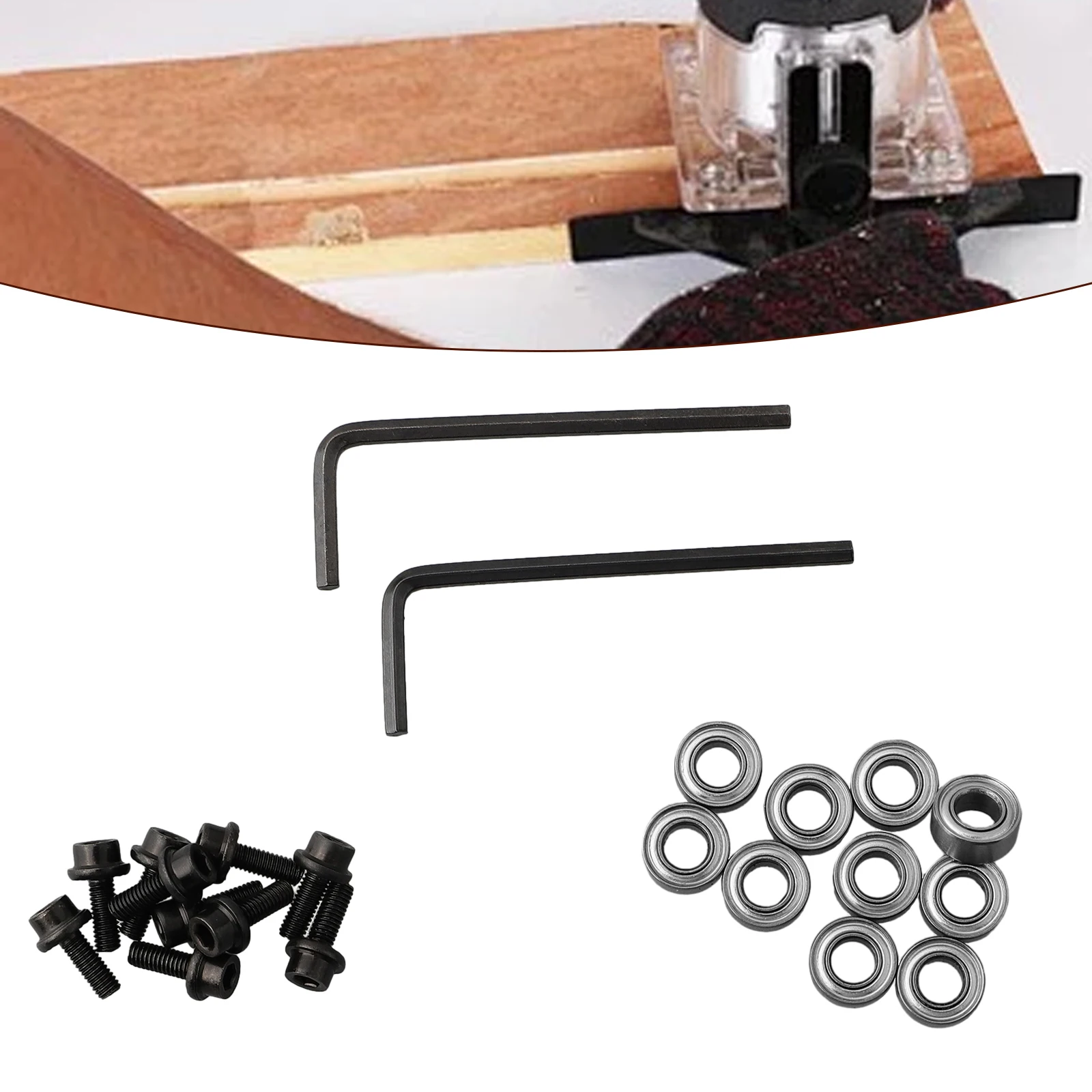 1set Router Bits Top Mounted Ball Bearings Guide For Router Bit Bearing Hex Key Wrench Repair Replacement Accessory Kit
1set Router Bits Top Mounted Ball Bearings Guide For Router Bit Bearing Hex Key Wrench Repair Replacement Accessory Kit