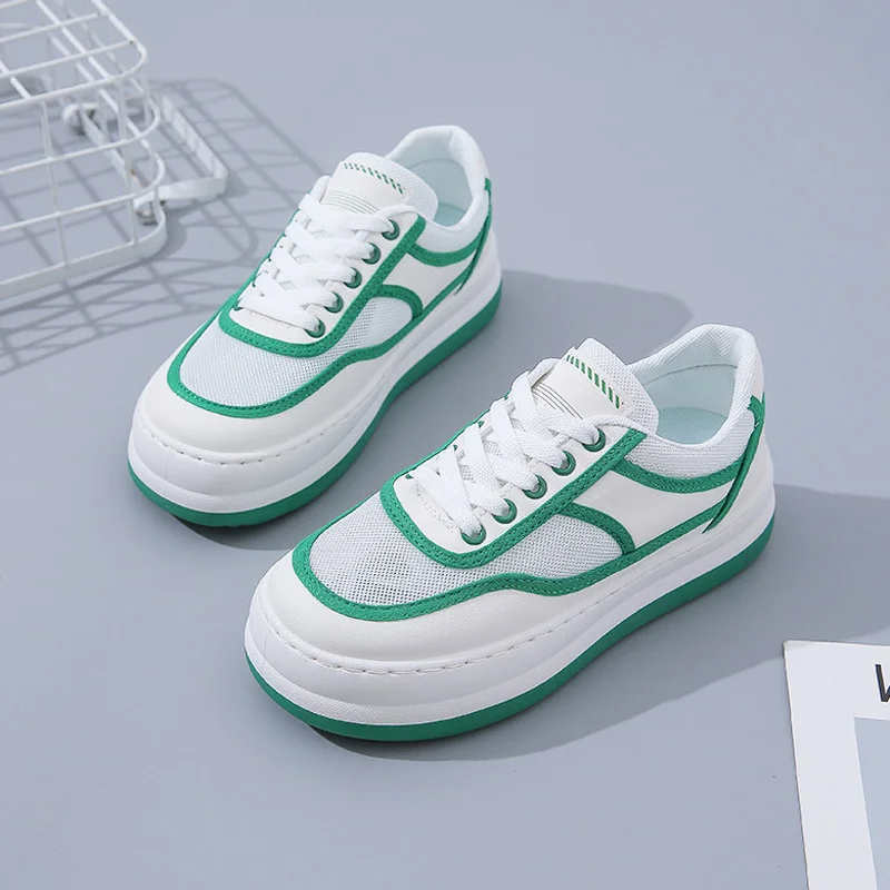 

Women Summer Lace Up Skate Shoes Mesh Patchwork Ladies Bordered Casual Trainers 2022 Female Walk Run Sneakers Zapatos De Mujer