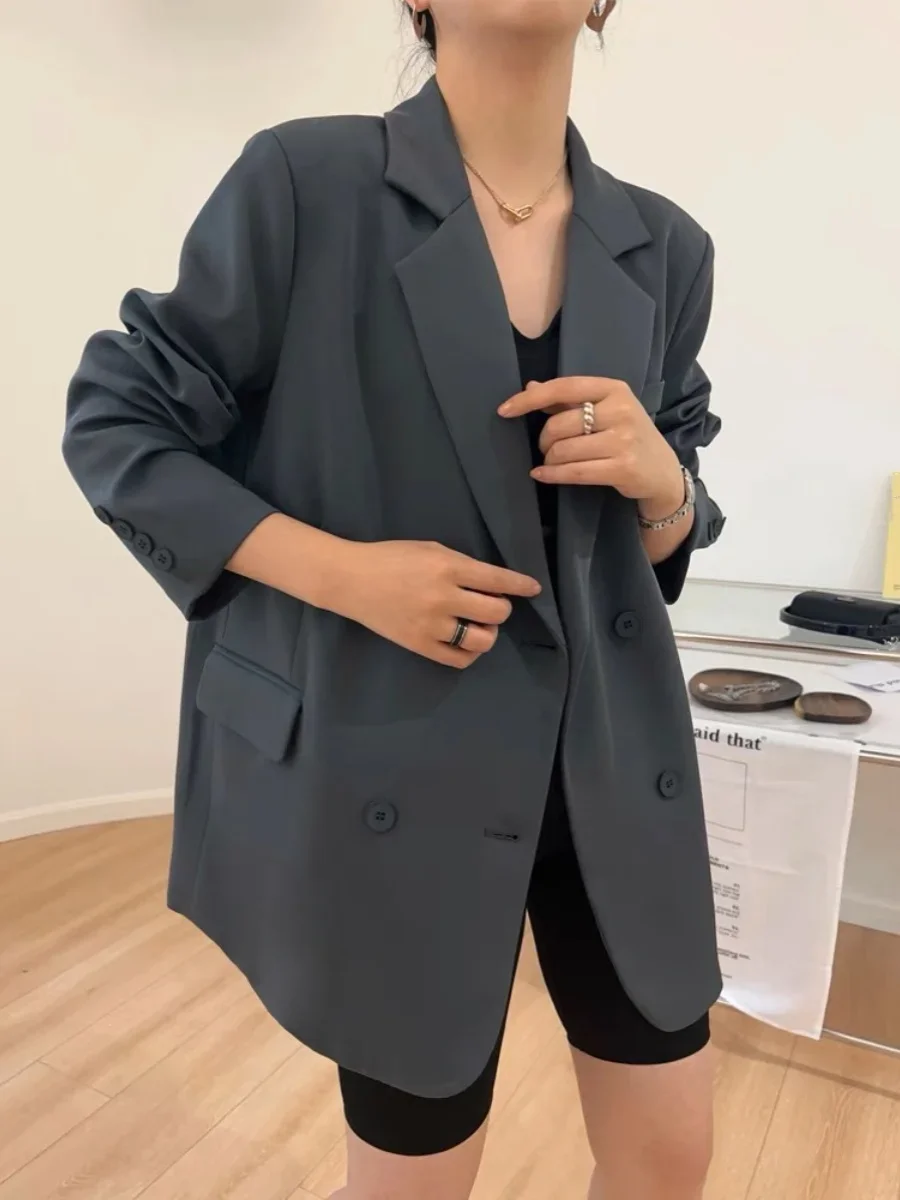 

UNXX High Sense Grey Loose Women's Suit Small Jacket 2023 Spring and Autumn Solid Color Casual Jacket Oversize Suit Blazer Top