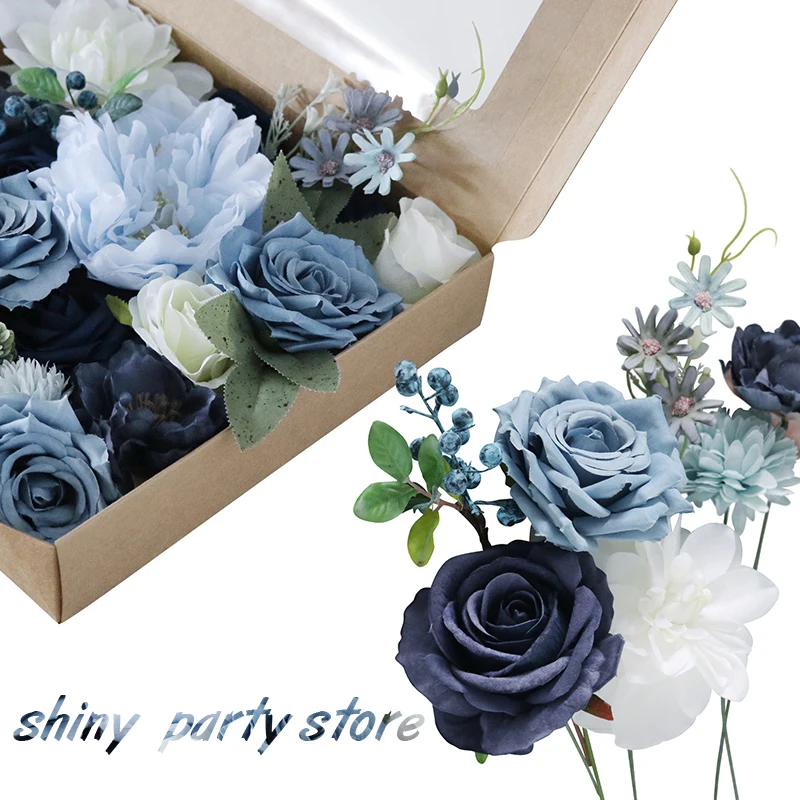 

High End Simulation Flower Gift Box Set Wedding Valentine's Day Birthday Gift Artificial Flower Head With Pole Home Bouquet