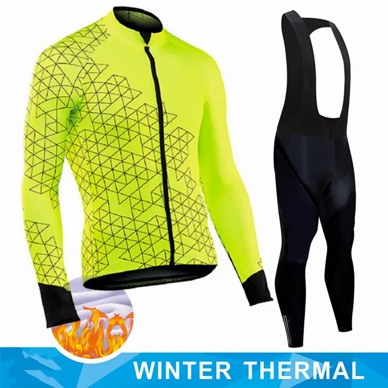 

NEW Pro Team Winter Thermal Fleece Cycling Jersey Set Racing Bike Suit Mountian Bicycle Clothing Ropa Maillot Ciclismo Hombre