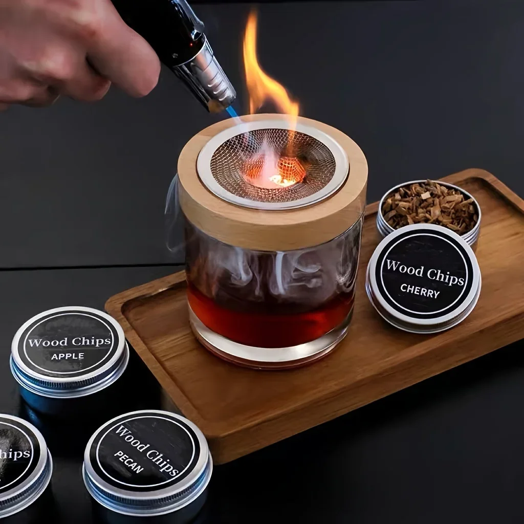 1 Cocktail Smoker Kit - 4 Flavor Wood Chip Infuser for Whiskey, Cocktails, Wine, Meat & Cheese - for Men Whiskey Lovers
1 Cocktail Smoker Kit - 4 Flavor Wood Chip Infuser for Whiskey, Cocktails, Wine, Meat & Cheese - for Men Whiskey Lovers