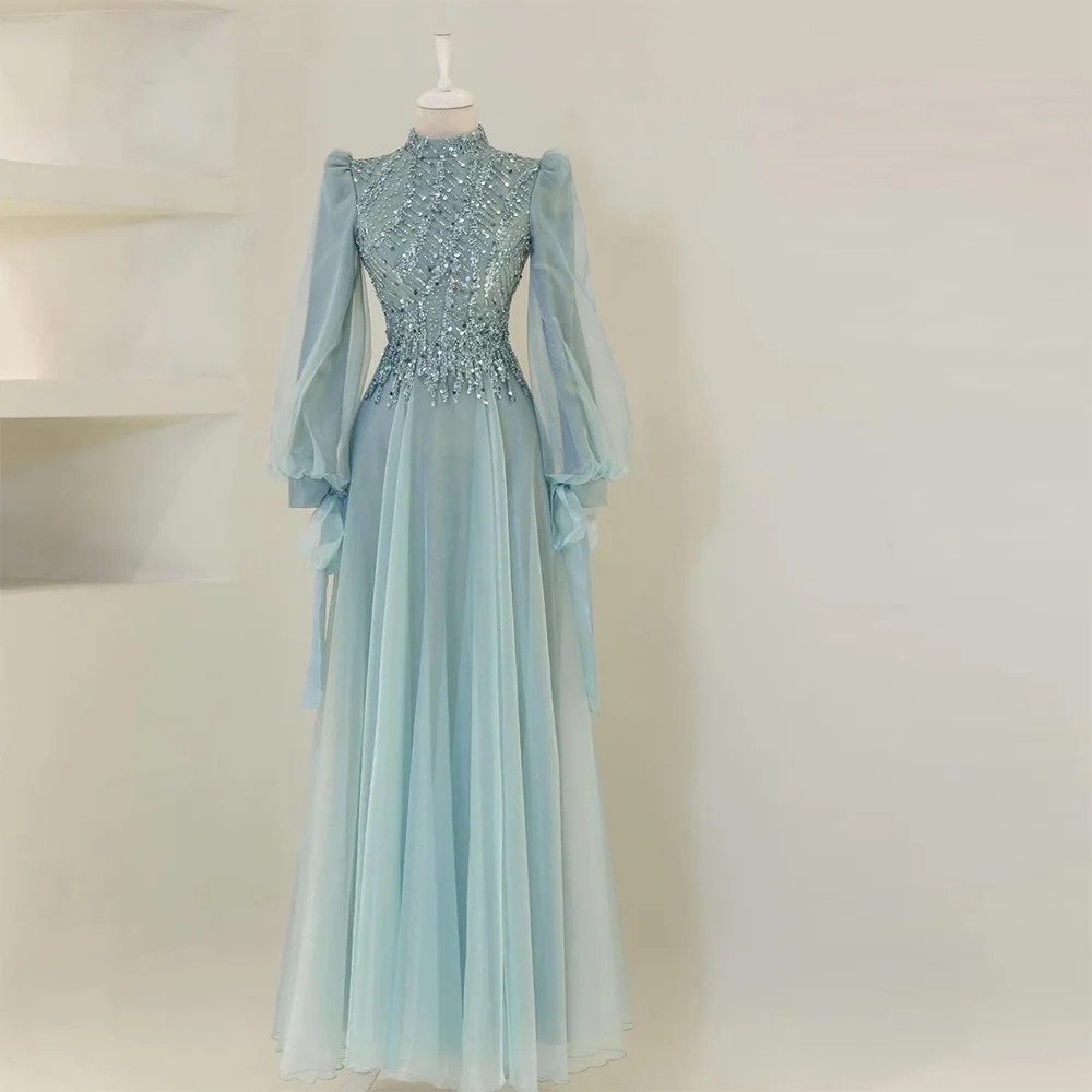 Sevintage Elegant Arabic Muslim Prom Dresses Long Sleeves High-Neck Beading Sequined A-Line Hijab Islamic Evening Party Gown
Sevintage Elegant Arabic Muslim Prom Dresses Long Sleeves High-Neck Beading Sequined A-Line Hijab Islamic Evening Party Gown