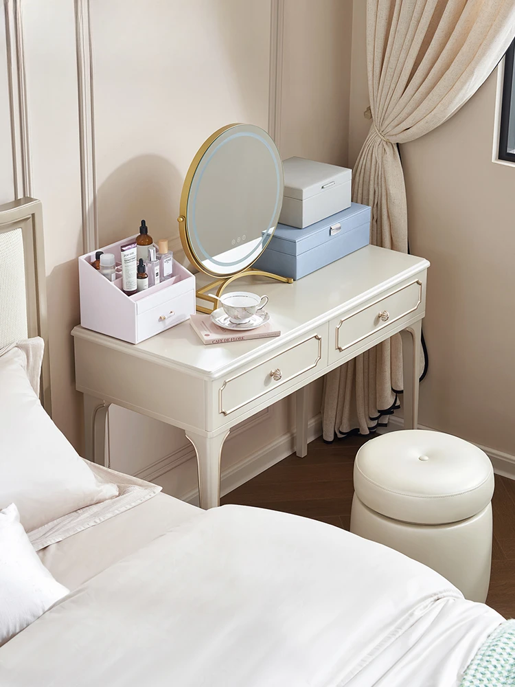 

French Entry Lux Dressing Table Modern Cream Style Master Bedroom Makeup Table Simple Bedroom Dressing Table Combination