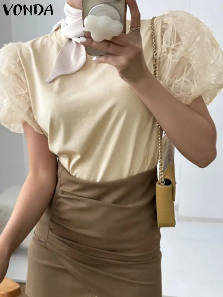 VONDA Women Blouse Fashion Lace Short Sleeve Shirts 2023 Summer O Neck Patchwork Casual Loose Tunic Tops Elegant Office Blusas
VONDA Women Blouse Fashion Lace Short Sleeve Shirts 2023 Summer O Neck Patchwork Casual Loose Tunic Tops Elegant Office Blusas