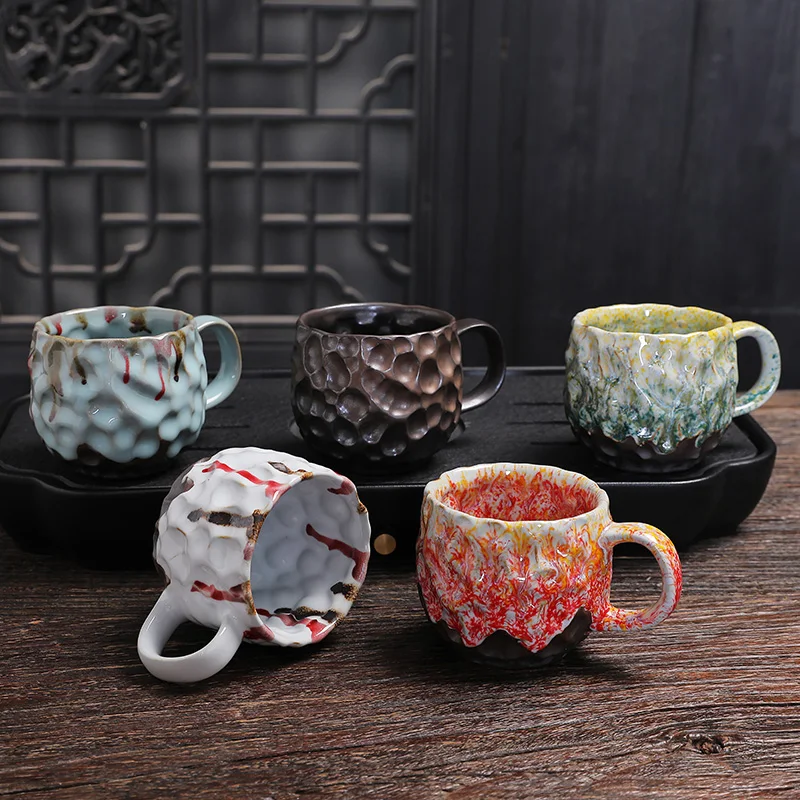 

Kiln Change Handmade Rough Pottery Coffee Cup Retro Japanese Mug Water Cup Men and Women Tea Cup Ceramic Creative Couple Cup