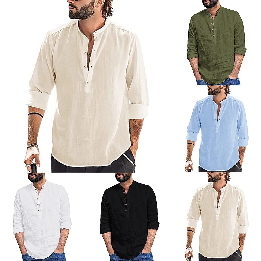 Autumn Mens Casual Long Sleeve Button-Down Shirt Cotton Blouse Fitness Shirts Loose Solid Vintage Henley V-Neck Tops T-Shirts
Autumn Mens Casual Long Sleeve Button-Down Shirt Cotton Blouse Fitness Shirts Loose Solid Vintage Henley V-Neck Tops T-Shirts