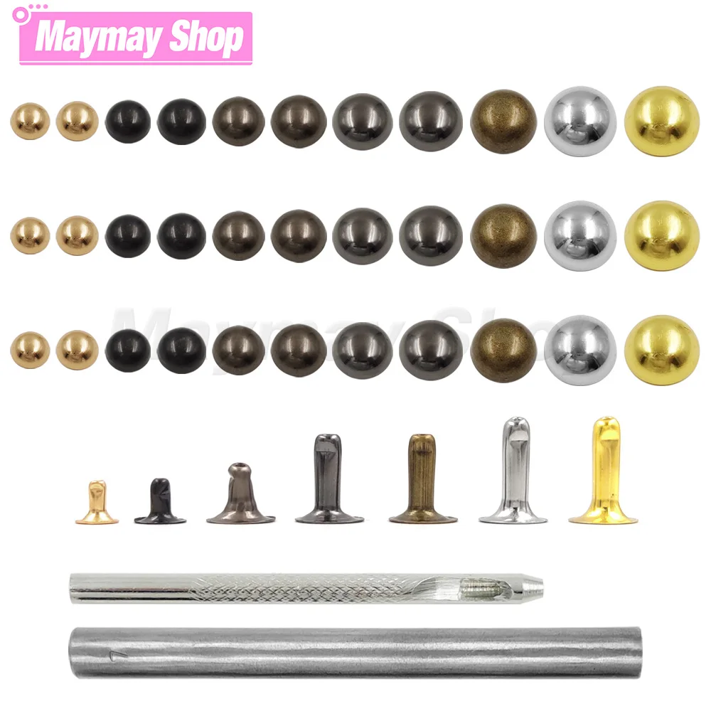 Metal Round Rivet Studs Dome Cap Rivets With Tools for Leather Craft Bag Belt Clothing Garment Shoes Collar Parts Accessories
Metal Round Rivet Studs Dome Cap Rivets With Tools for Leather Craft Bag Belt Clothing Garment Shoes Collar Parts Accessories