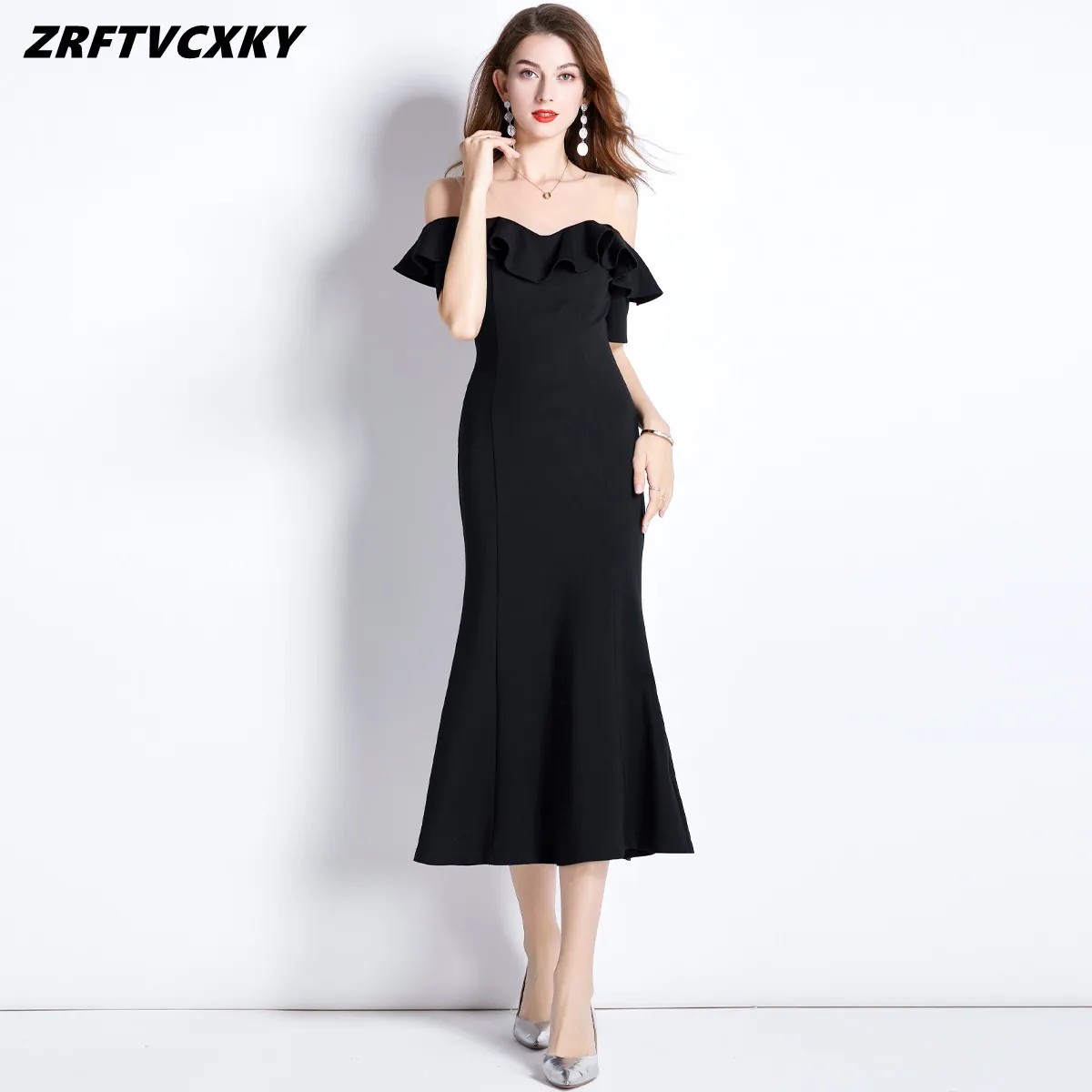 High Quality Women's Mermaid Dresses Elegant O-Collar Short Sleeve Patchwork Ruffles Slim Ladies Vintage Party Long Dress
High Quality Women's Mermaid Dresses Elegant O-Collar Short Sleeve Patchwork Ruffles Slim Ladies Vintage Party Long Dress