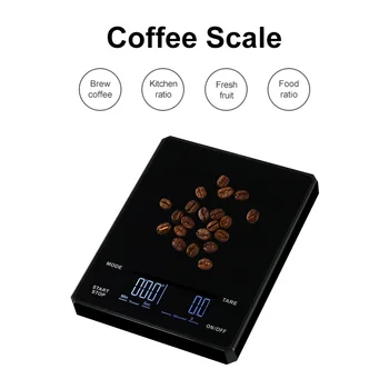 BCK01 3KG/0.1G 블랙 미러 기본   새로운 업 디지털 커피 식품 주방 저울 시간 USB 경량 미니 디지털 저울