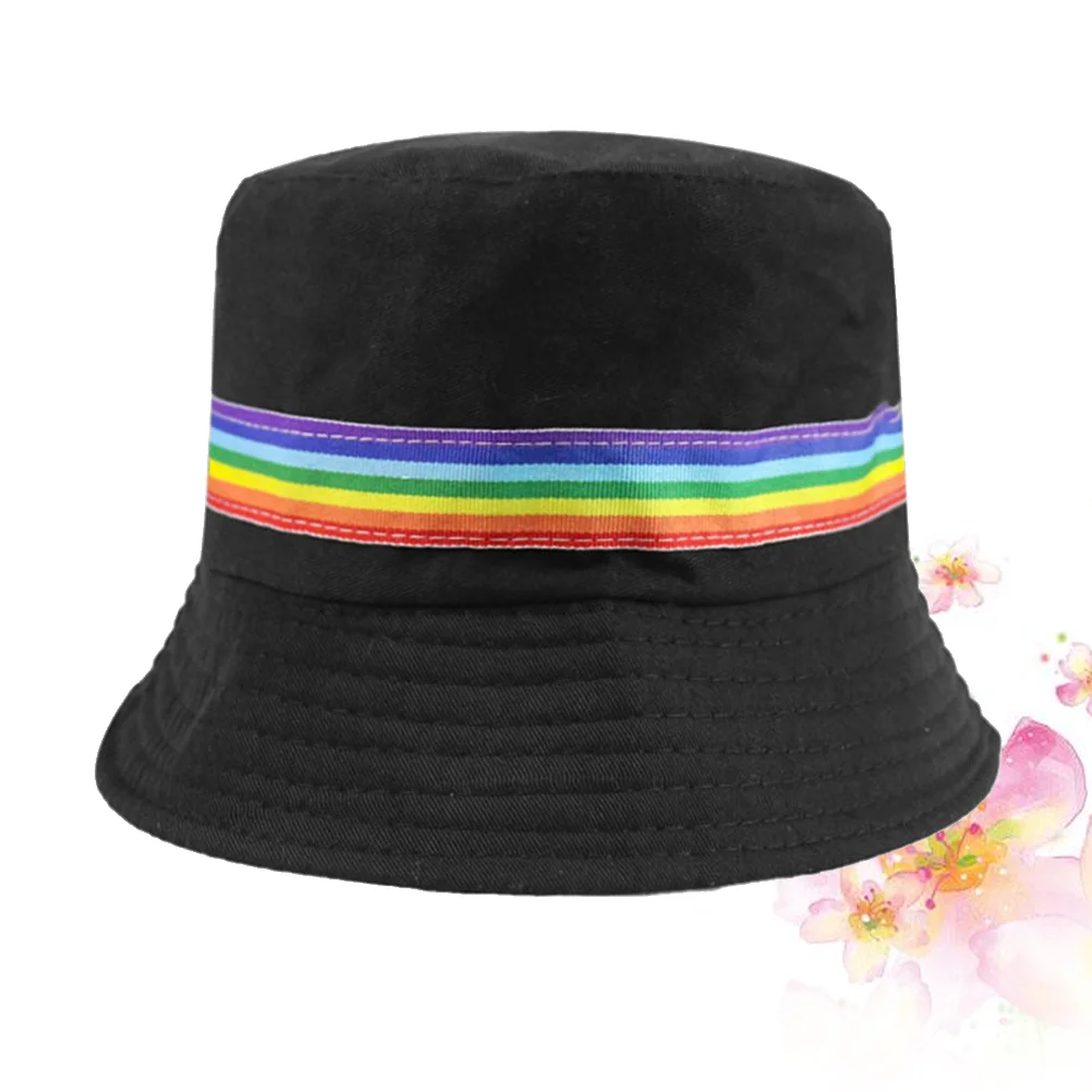 

Summer Bucket Hat Packable Fisherman Hat Cotton Sun Protection Hat Rainbow Stripe Cap Sunhat for Men