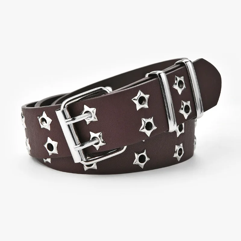 Ladies Retro Hollow Punk Waistband Casual Trendy Belt Fashion Double Row Star Holes Pu Leather Decorative Waist Belts for Women
Ladies Retro Hollow Punk Waistband Casual Trendy Belt Fashion Double Row Star Holes Pu Leather Decorative Waist Belts for Women