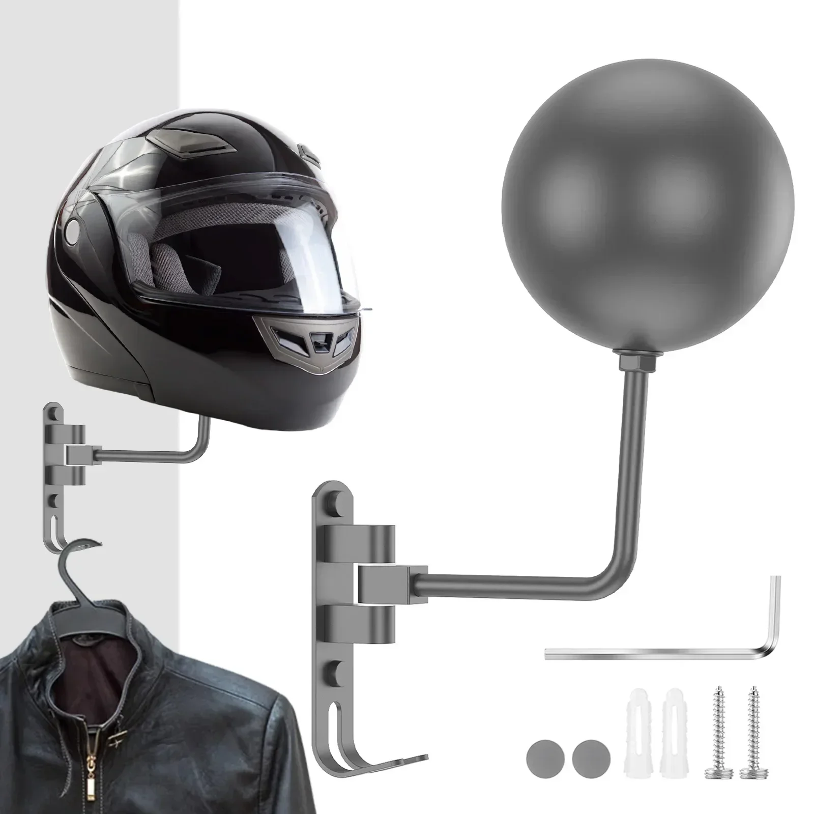 Motorcycle Helmet Holder Wall Mount 180 Rotation Helmet Hanger with Hooks Steel Helmet Stand Rack Motorcycle Helmet Storage Hook 
Motorcycle Helmet Holder Wall Mount 180 Rotation Helmet Hanger with Hooks Steel Helmet Stand Rack Motorcycle Helmet Storage Hook