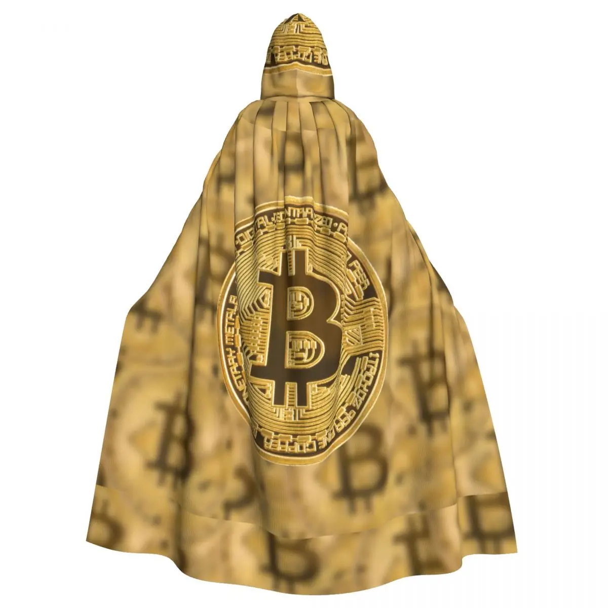 

Adult Cloak Cape Hooded Vintage Bitcoin Logo Pattern Medieval Costume Witch Wicca Vampire Elf Purim Carnival Party