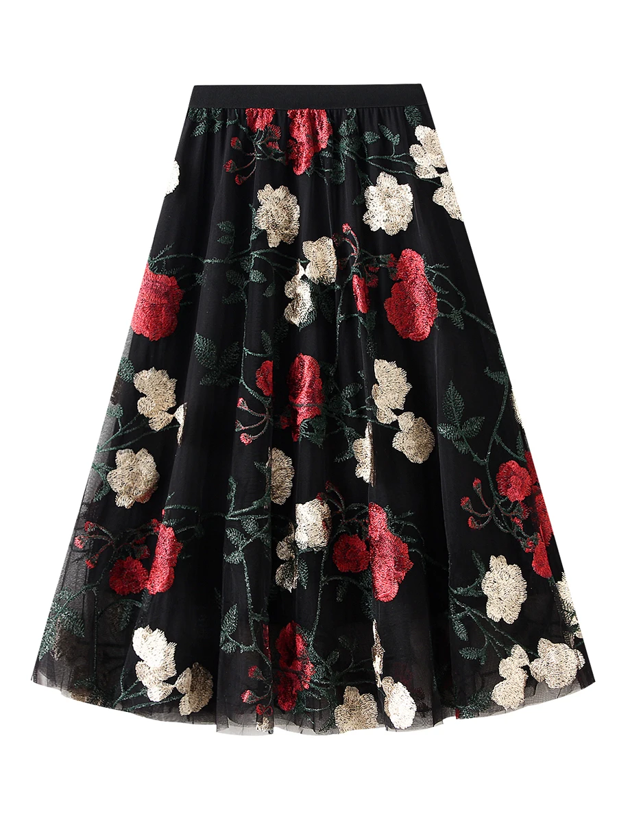 Gonna Longuette in Tulle Vita Alta Elastica con Ricamo Floreale da Donna a Mezza Tinta Unita Elegante Vintage Casual Vacanza
Gonna Longuette in Tulle Vita Alta Elastica con Ricamo Floreale da Donna a Mezza Tinta Unita Elegante Vintage Casual Vacanza