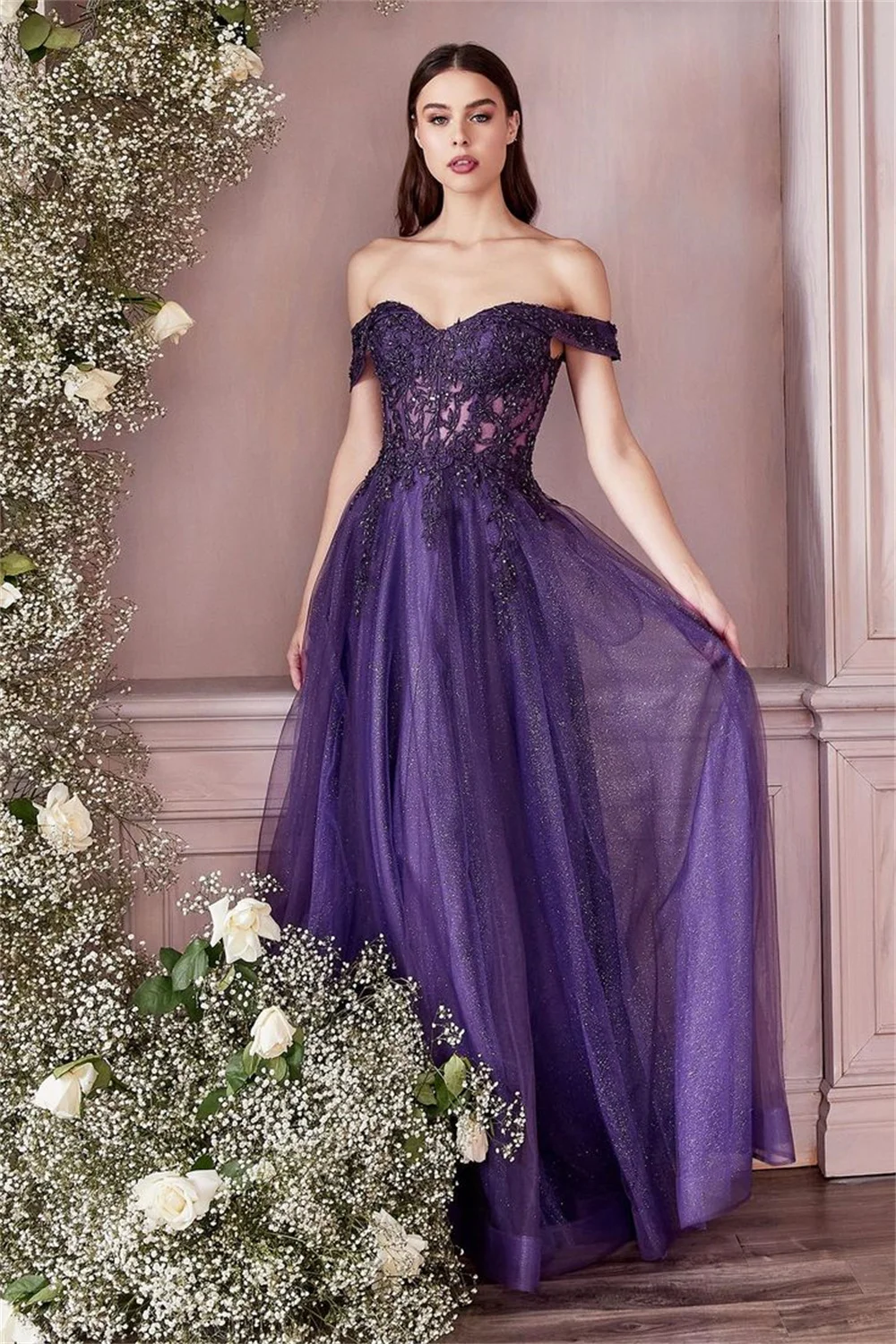 Sansa Green Lace Embroid فساتين سهره فاخره 2023 A-line فساتين السهرة Sweet Off Shoulder Vestidos De Noche Fairy Prom Dresses 9 S31f6c09c4e1941e78337c53b987ef7d1F