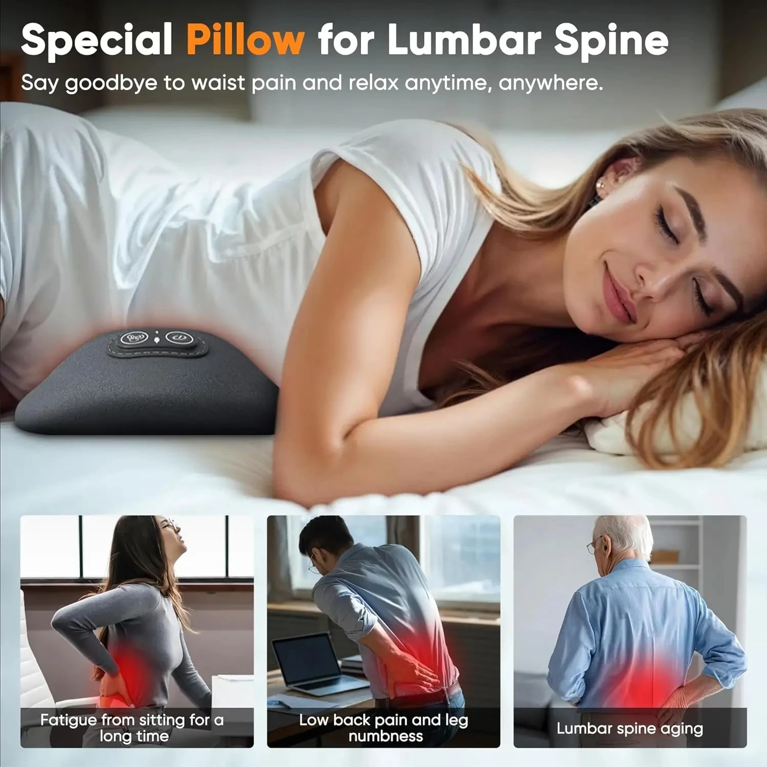 NEW 3-in-1 Back Massager with Relief Bed Sleeping Shiatsu Deep Tissue Portable Shoulder Lower Back Pain Relief Waist Massager 20 NEW 3-in-1 Back Massager with Relief Bed Sleeping Shiatsu Deep Tissue Portable Shoulder Lower Back Pain Relief Waist Massager 25