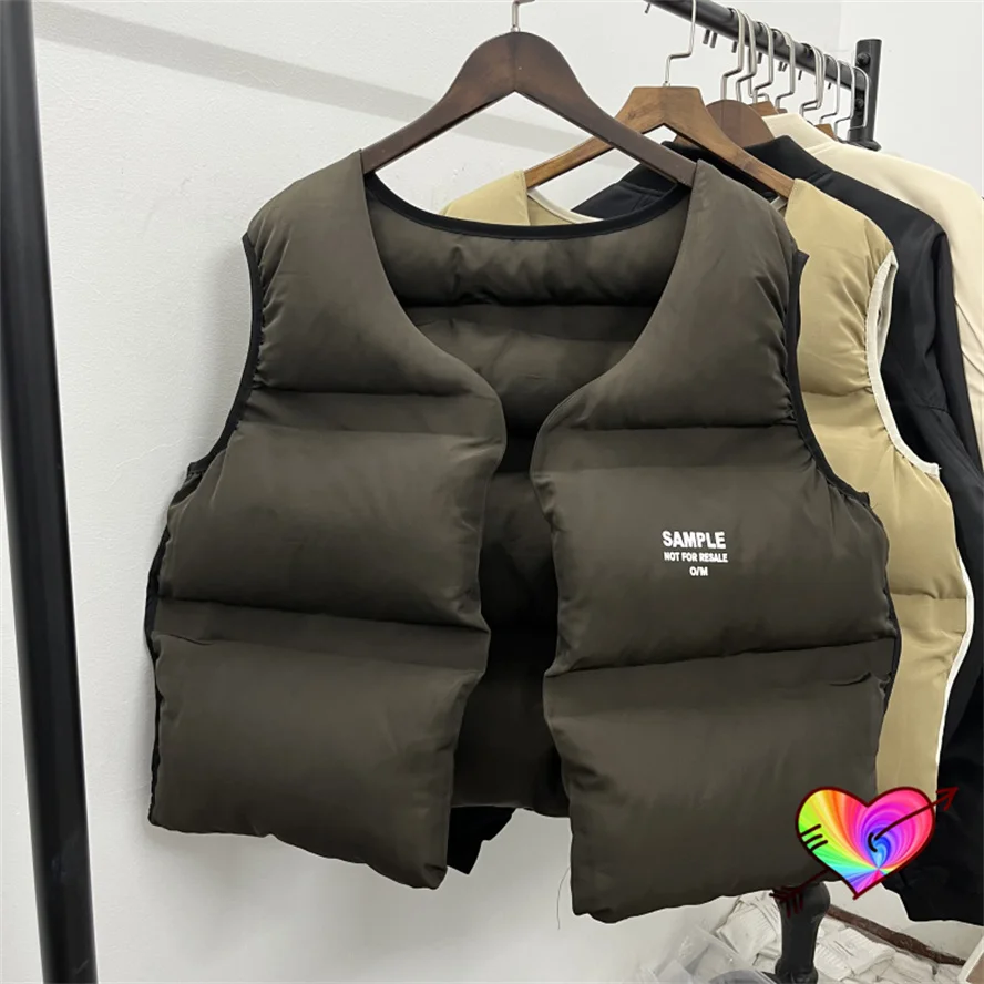 

Brown Black Kanye West Down Vest Men Women Thick Blank Season Sample Quilted Jacket Loose Inside Outside Wearable Ye Coats 6