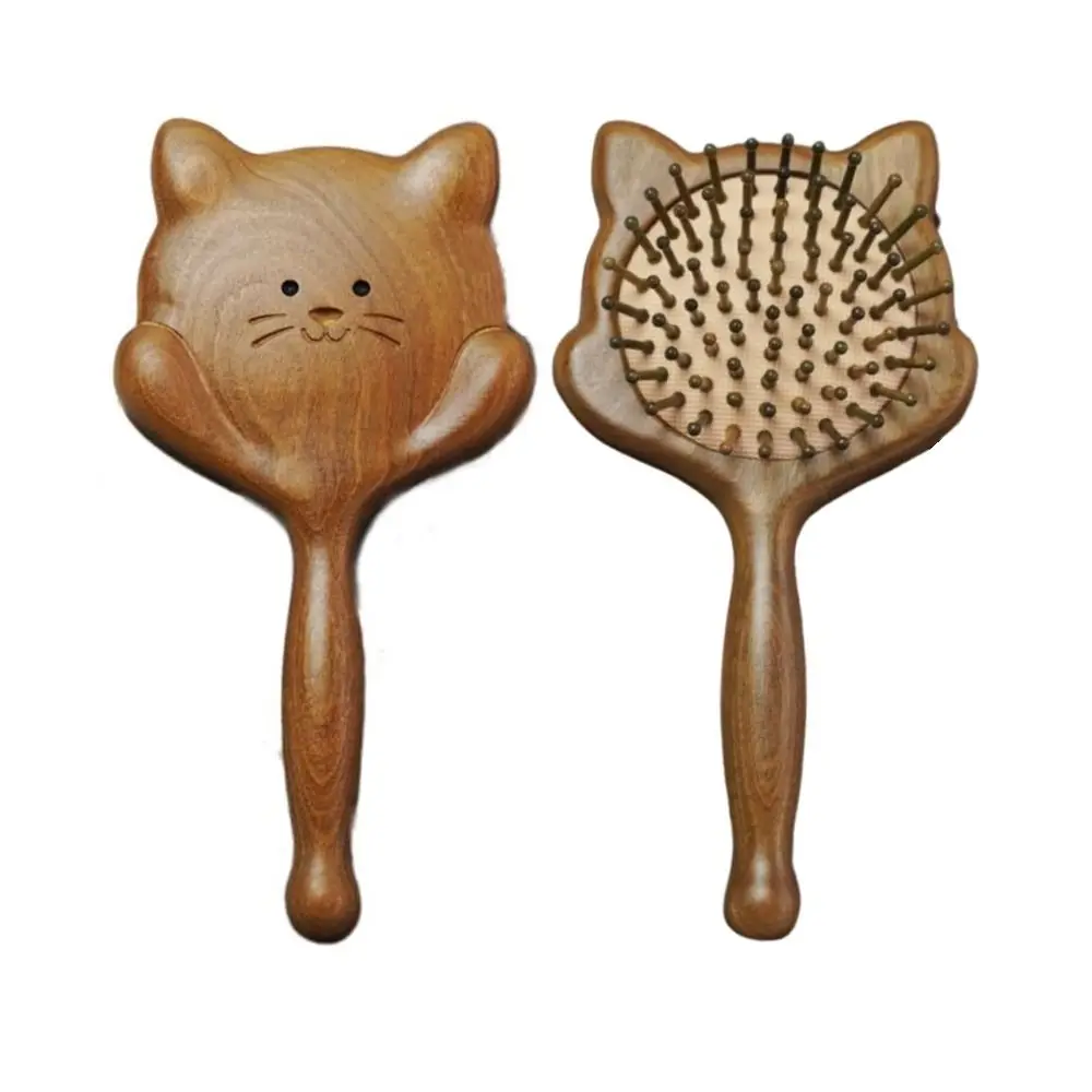 

Cat Shaped Air Cushion Hair Comb Exquisite Anti Static Sandalwood Airbag Comb Long Handle Cute Scalp Massage Comb Household