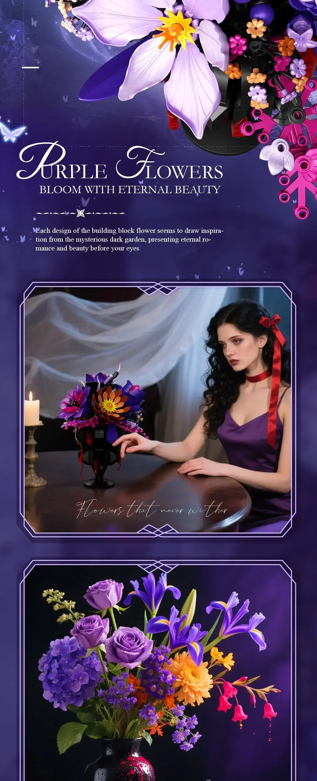 947PCS Gothic Bouquet Building Blocks Preserved Flower Vase Model Bricks Home Decorative Ornaments Kids DIY Toys Holiday Gifts 947PCS Gothic Bouquet Building Blocks Preserved Flower Vase Model Bricks Home Decorative Ornaments Kids DIY Toys Holiday Gifts