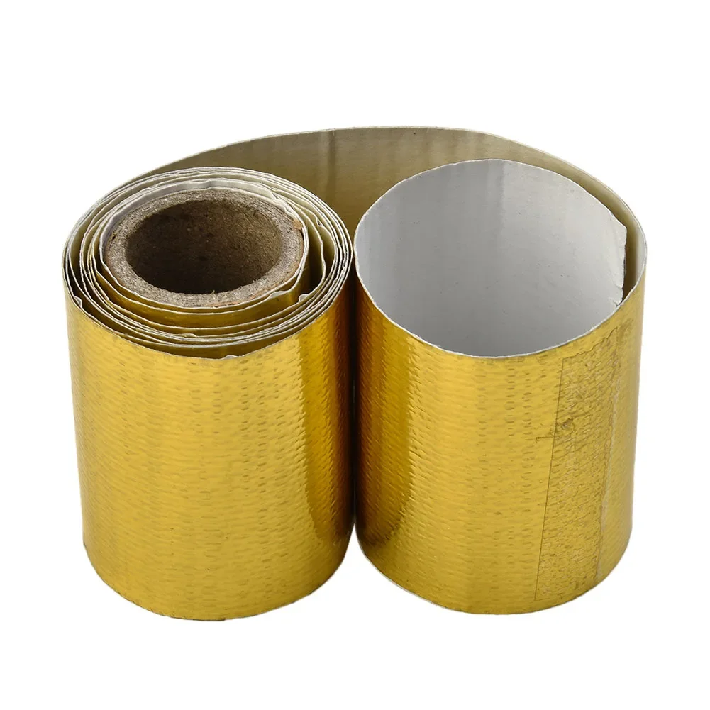 

1 Roll Heat Shield Wrap Tape Fiberglass Heat Barrier Self Adhesive High Temperature Insulation Tape Foil Tape For Car Exhaust