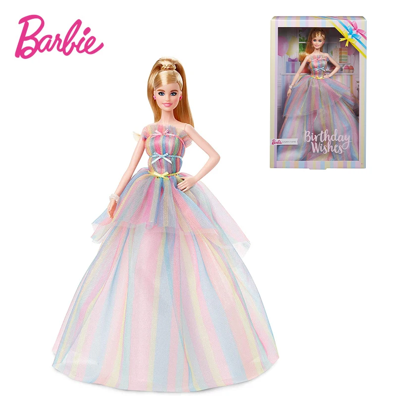 

Barbie Original 12In Signature Birthday Wishes Doll Fashion Collection Blonde In Rainbow Dress Dolls Toys Girls Birthday Gifts