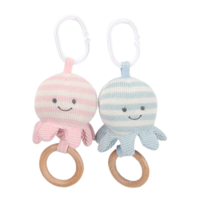 

Baby Wooden Teether Toy DIY Crochet Octopus Rattle Infant Teething Nursing Soother Molar for Newborn Drop shipping