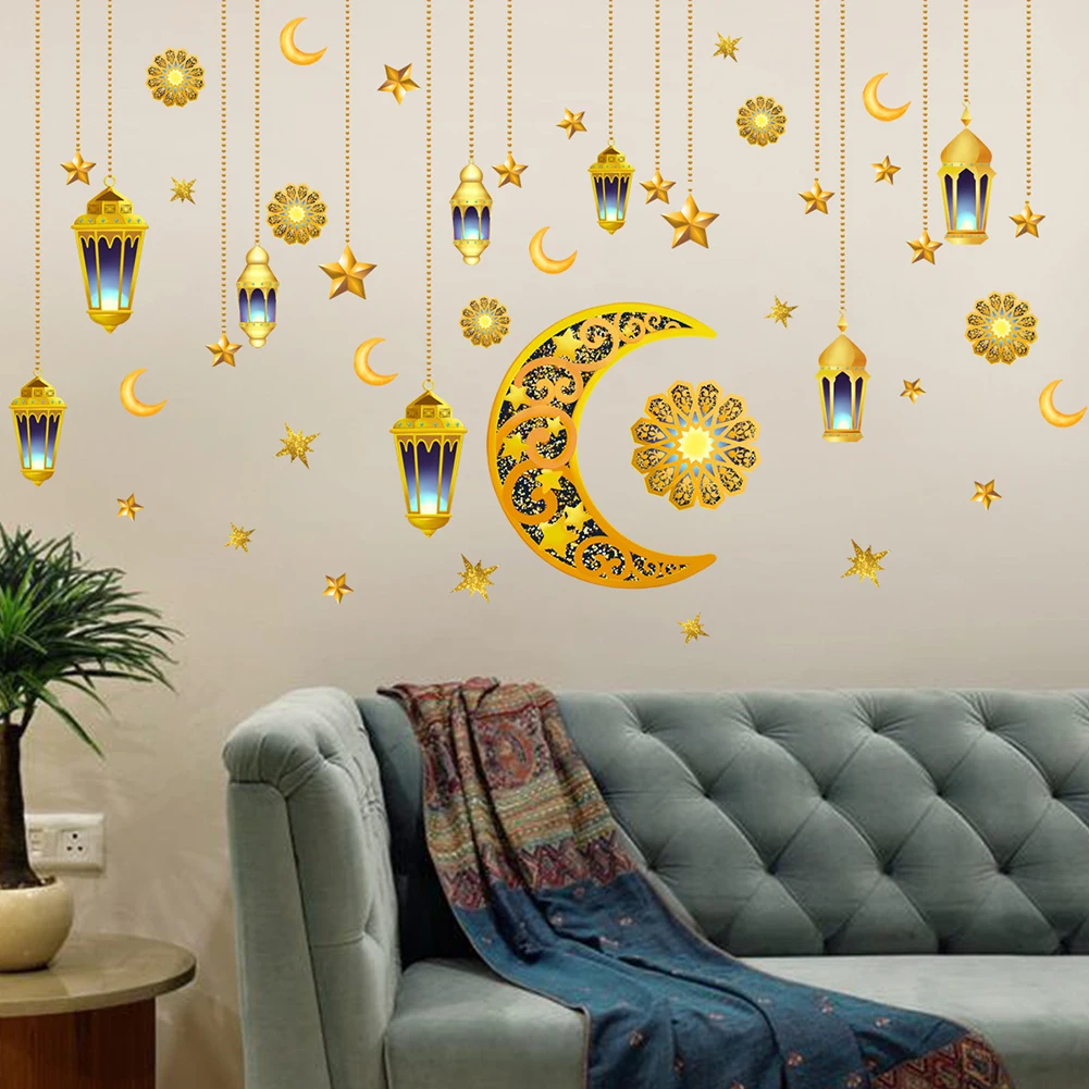 Eid Mubarak Wall Stickers Star Moon Lantern Living Room Background Wall Self-adhesive Wall Sticker Ramadan Home Party Decoration
Eid Mubarak Wall Stickers Star Moon Lantern Living Room Background Wall Self-adhesive Wall Sticker Ramadan Home Party Decoration