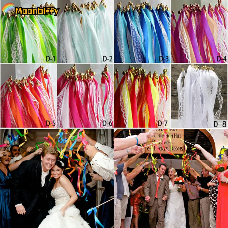 10/20/50pcs Colorful Stain Ribbon Wedding Stick Mixed Color Wedding Wands With Gold Bells for Wedding Party Decoration
10/20/50pcs Colorful Stain Ribbon Wedding Stick Mixed Color Wedding Wands With Gold Bells for Wedding Party Decoration