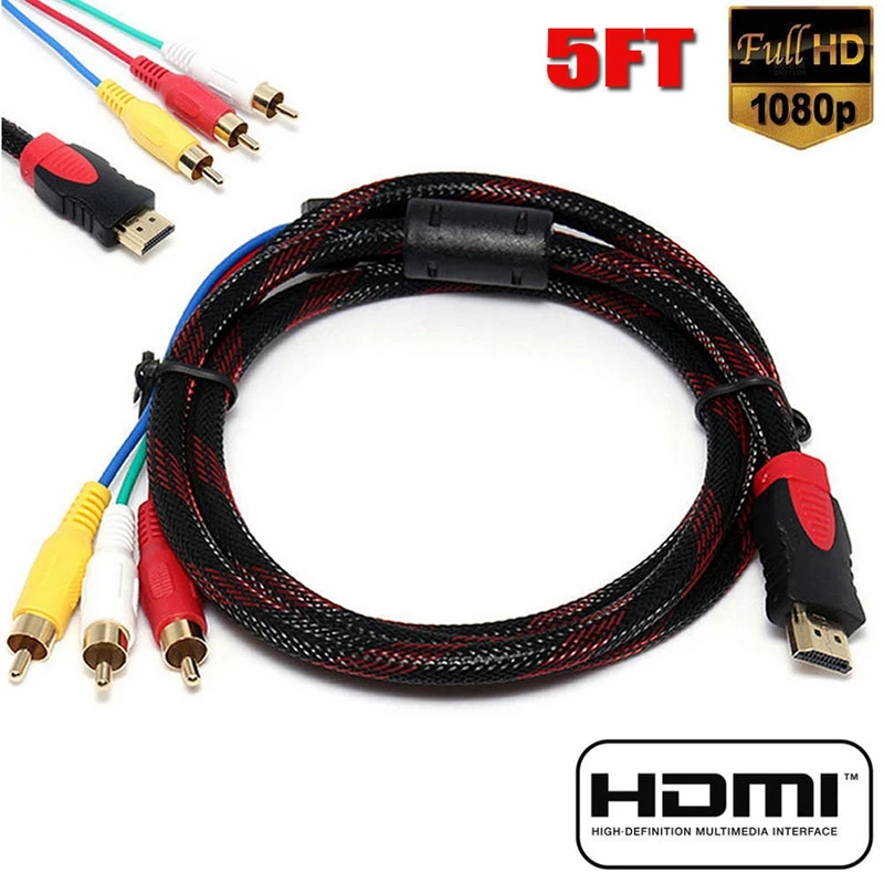 

US 5Ft HDMI To 3-RCA Video Audio AV Component Converter Adapter Cable For HDTV