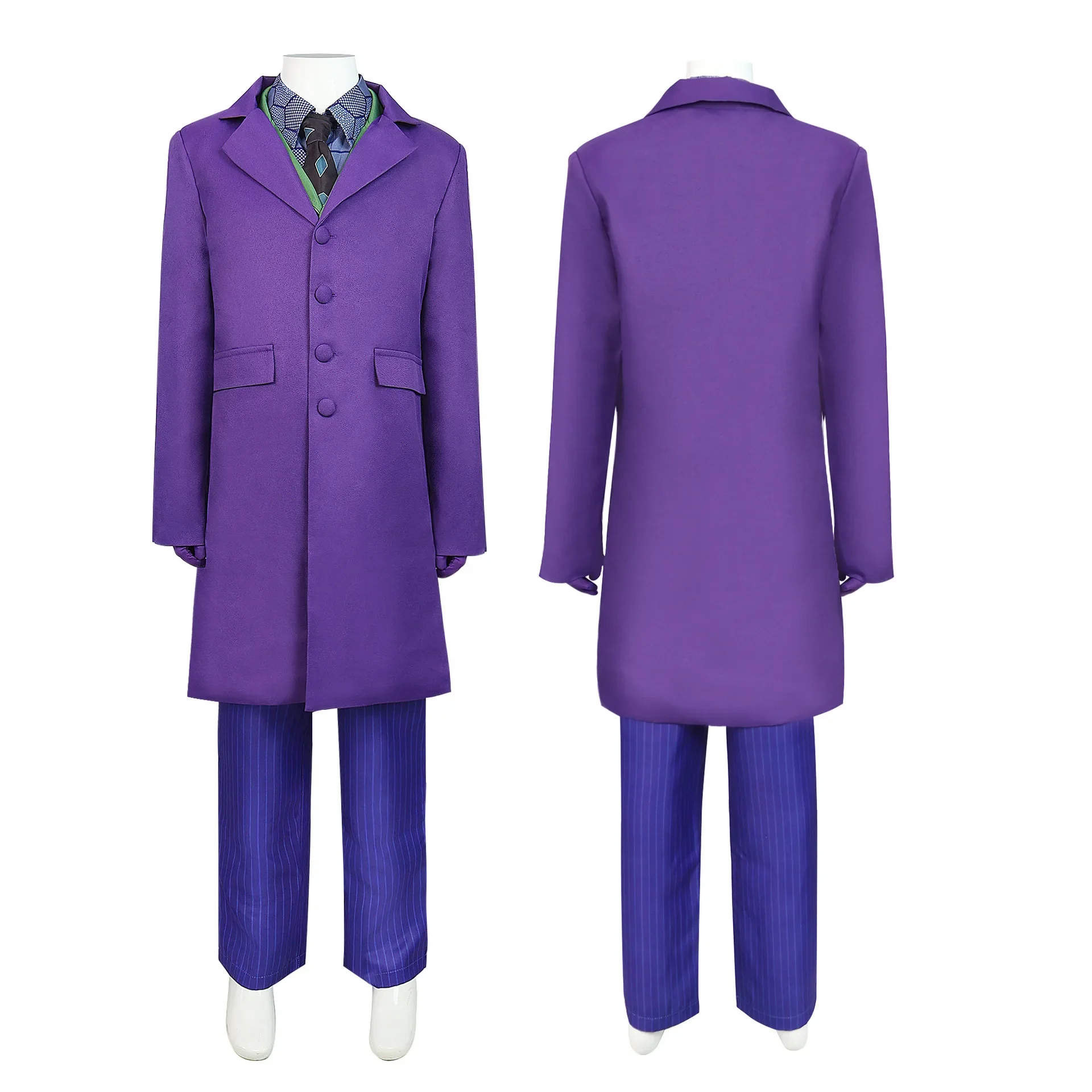 

Movie Joker Cosplay Costume Dark Knight Horro Heath Ledger Purple Jacket Full Sets Kids Suit Halloween Carnival Party Clothing