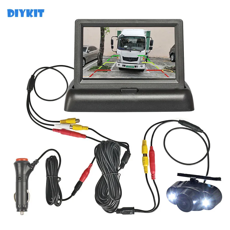 

DIYKIT 4.3inch Car Reversing Camera Kit Back Up Car Monitor LCD Display HD LED Night Vision Car Rear View Camera